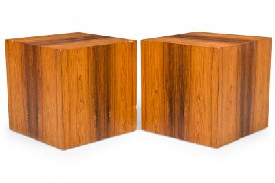 Milo Baughman Rosewood Veneer Cube End Side Tables