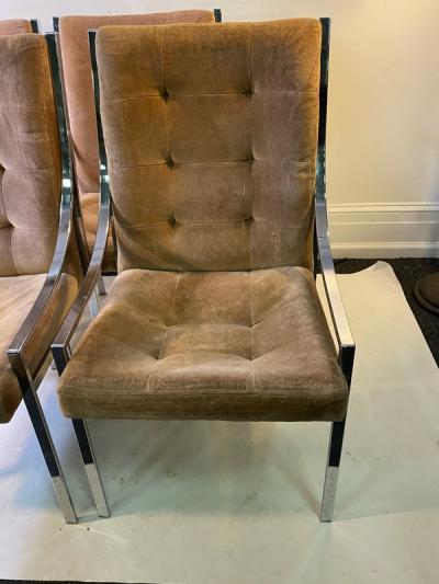 Milo Baughman SET OF FOUR CHROME FRAME DINING CHAIRS BY MILO BAUGHMAN