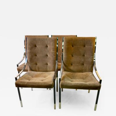 Milo Baughman SET OF FOUR CHROME FRAME DINING CHAIRS BY MILO BAUGHMAN