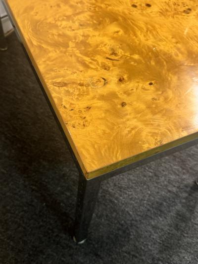 Milo Baughman STUNNING PAIR OF MID CENTURY BURLWOOD AND CHROME TABLES BY MILO BAUGHMAN