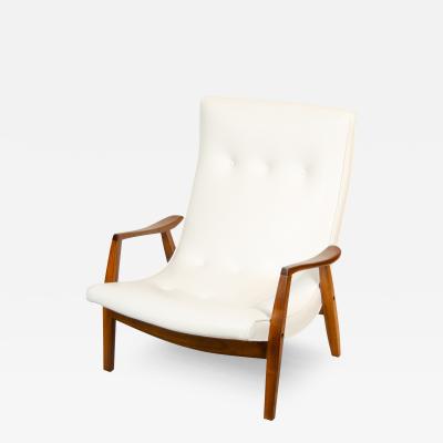 Milo Baughman Scoopback White Lounge Chair