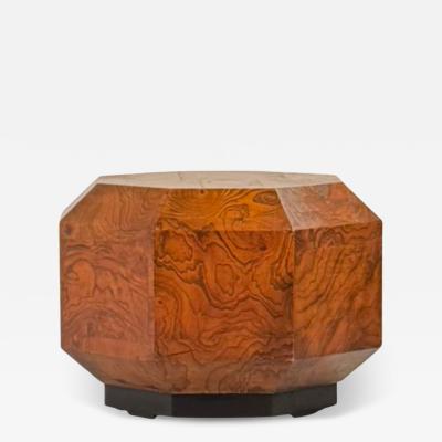 Milo Baughman Sculptural Octagonal Burlwood Side Table by Milo Baughman