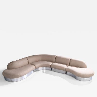 Milo Baughman Sectional Sofa with Fabric and Stainless Steel USA 1980s