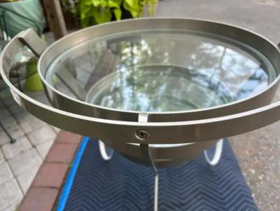 Milo Baughman Sensational 3 Tier Circular Steel Lucite Rolling Bar Cart Mid century Modern