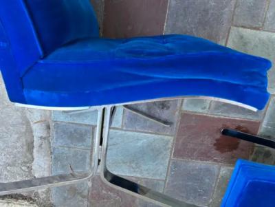 Milo Baughman Sensational Pair Milo Baughman style Chrome Slipper Chairs Mid Century Modern