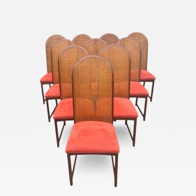 Milo Baughman Set of 10 Milo Baughman Cane Dining Chairs for Directional