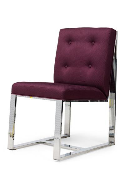 Milo Baughman Set of 10 Milo Baughman Polished Steel and Purple Upholstered Side Chairs