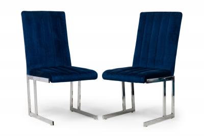 Milo Baughman Set of 4 Mid Century Modern Polished Chrome Dining Chairs Milo Baughman