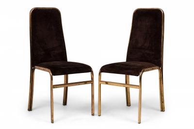 Milo Baughman Set of 6 Milo Baughman Mid Century American Brass Dining Chairs Upholstered