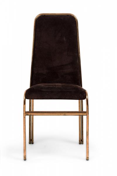 Milo Baughman Set of 6 Milo Baughman Mid Century American Brass Dining Chairs Upholstered