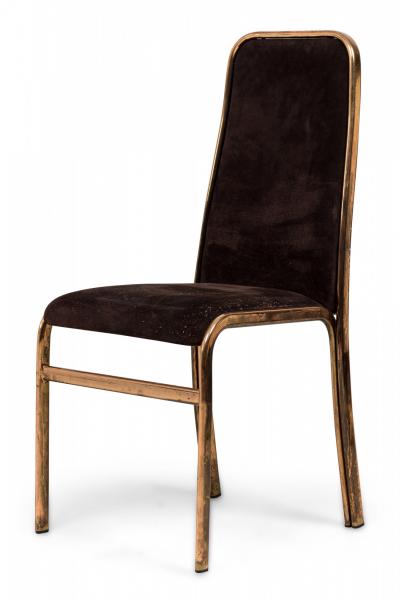 Milo Baughman Set of 6 Milo Baughman Mid Century American Brass Dining Chairs Upholstered