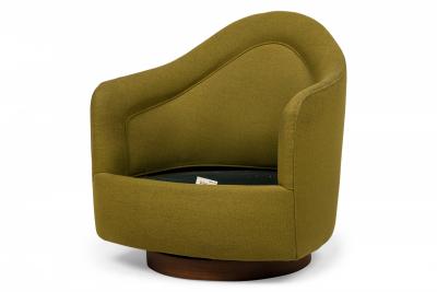 Milo Baughman Set of 6 Milo Baughman for Thayer Coggin Olive Green Upholstered Swivel Chairs