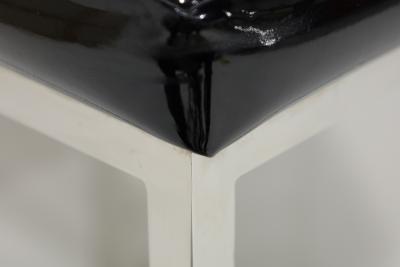 Milo Baughman Set of Six Bar Stools in Black Patent Leather with Chrome Frames