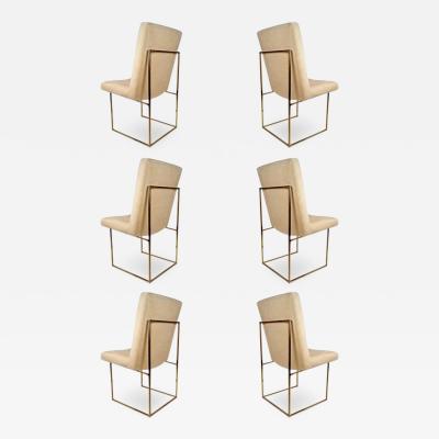 Milo Baughman Set of Six Milo Baughman Architectural Brass Dining Chairs