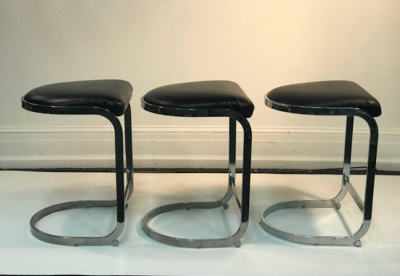 Milo Baughman Set of Six Milo Baughman Bar Stools