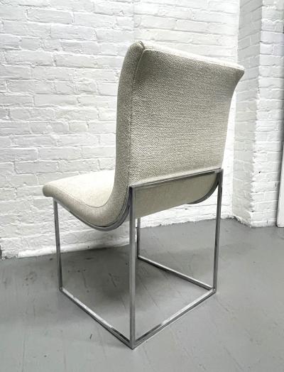 Milo Baughman Set of Six Milo Baughman Scoop Upholstered and Chrome Dining Chairs