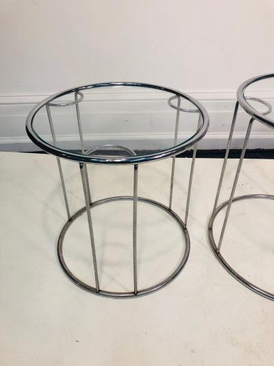 Milo Baughman Set of Three Chrome Nesting Tables in the Manner of Milo Baughman