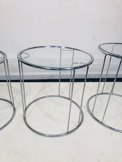 Milo Baughman Set of Three Chrome Nesting Tables in the Manner of Milo Baughman