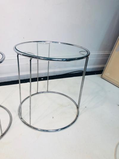Milo Baughman Set of Three Chrome Nesting Tables in the Manner of Milo Baughman