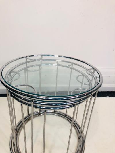 Milo Baughman Set of Three Chrome Nesting Tables in the Manner of Milo Baughman