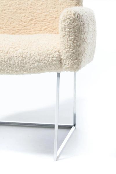 Milo Baughman Set of Twelve Milo Baughman for Thayer Coggin Dining Chairs in Lux Ivory Boucl 
