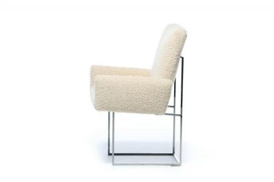 Milo Baughman Set of Twelve Milo Baughman for Thayer Coggin Dining Chairs in Lux Ivory Boucl 