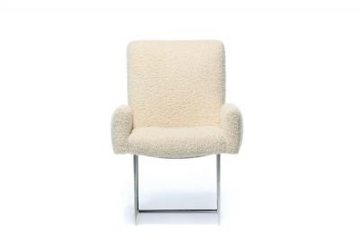 Milo Baughman Set of Twelve Milo Baughman for Thayer Coggin Dining Chairs in Lux Ivory Boucl 