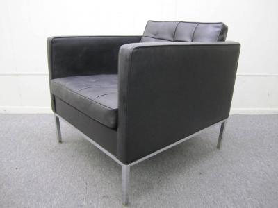Milo Baughman Signed Milo Baughman Chrome Base Cube Lounge Chair Mid Century Modern