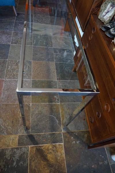 Milo Baughman Sleek Milo Baughman Chrome and Glass Console Table Mid Century Modern