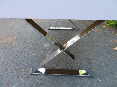 Milo Baughman Sleek Milo Baughman Style Chrome x Base Desk John Stuart Mid Century Modern
