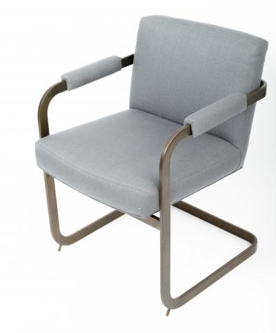 Milo Baughman Steel and Newly Upholstered Cantilevered Armchair by Milo Baughman USA c 1970