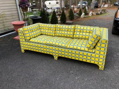 Milo Baughman Stellar Pair Milo Baughman Yellow Leather Parsons Sofas Mid Century Modern