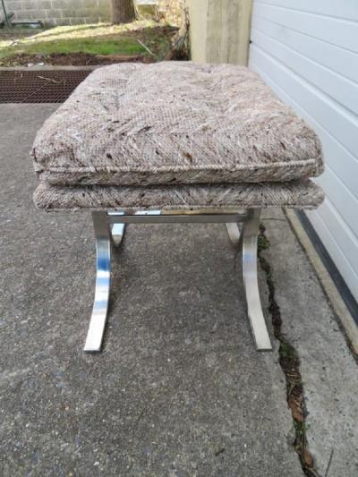 Milo Baughman Stunning Milo Baughman Chrome Stool Ottoman Mid Century Modern