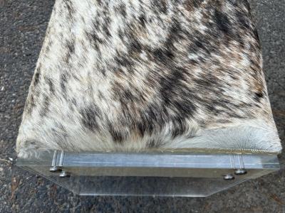 Milo Baughman Stunning Milo Baughman style Modern Cowhide Thick Slab Lucite Bench