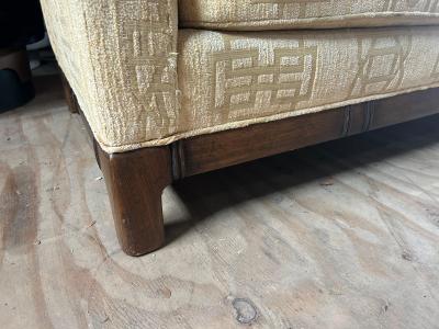 Milo Baughman Stunning Milo Baughman style Tuxedo Sofa Walnut Jack Lenor Larsen Fabric