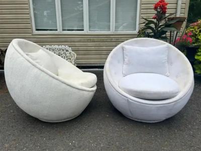 Milo Baughman Stunning Pair Egg Swivel Chair by Milo Baughman for Thayer Coggin