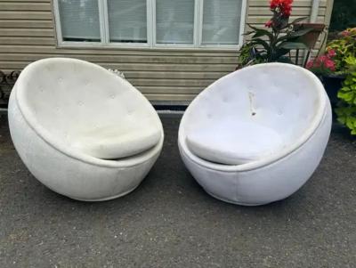 Milo Baughman Stunning Pair Egg Swivel Chair by Milo Baughman for Thayer Coggin