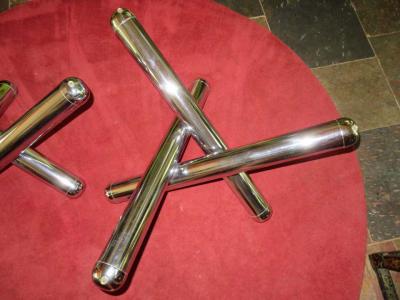 Milo Baughman Stunning Pair of Chrome Jax Coffee Tables Mid Century Modern