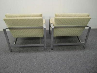 Milo Baughman Stunning Pair of Milo Baughman Chrome Cube Chairs Mid Century Modern