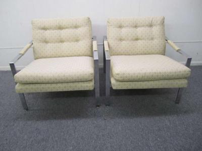 Milo Baughman Stunning Pair of Milo Baughman Chrome Cube Chairs Mid Century Modern