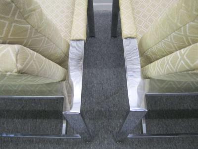 Milo Baughman Stunning Pair of Milo Baughman Chrome Cube Chairs Mid Century Modern