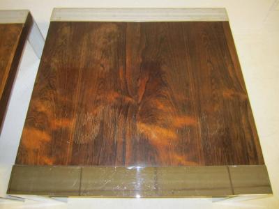 Milo Baughman Stunning Pair of Milo Baughman Style Rosewood and Chrome Coffee Tables