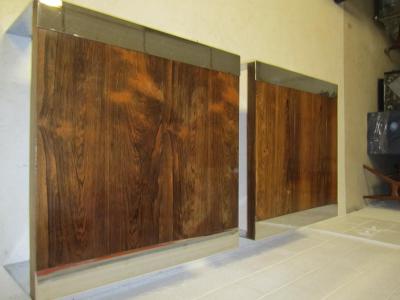 Milo Baughman Stunning Pair of Milo Baughman Style Rosewood and Chrome Coffee Tables
