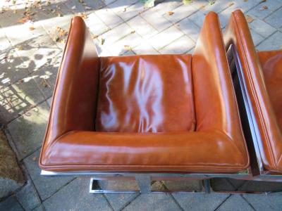 Milo Baughman Stunning Pair of Signed Milo Baughman Thayer Coggin Chrome Cube Chairs Modern