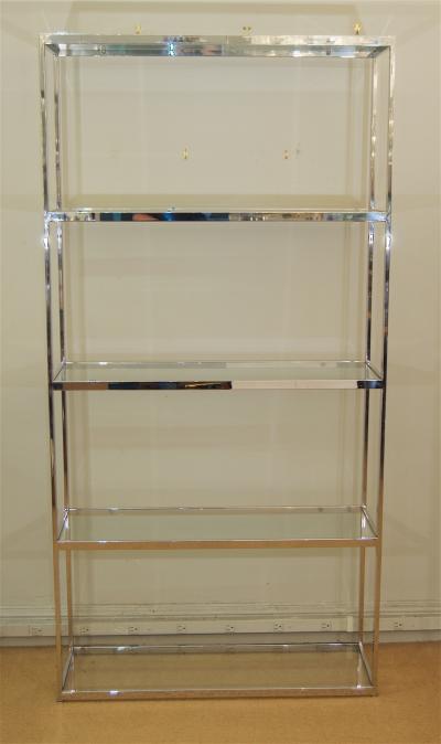Milo Baughman Style Chrome and Glass Etagere
