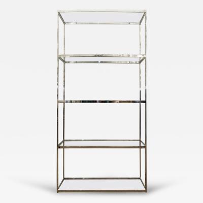 Milo Baughman Style Chrome and Glass Etagere