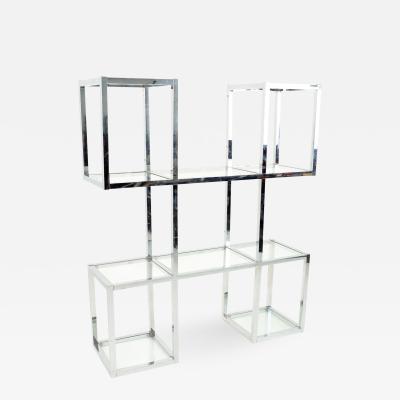 Milo Baughman - Milo Baughman Style Chrome and Glass Etagere Shelving