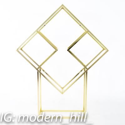 Milo Baughman Style Mid Century Brass and Glass Diamond Etagere