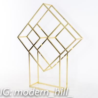 Milo Baughman Style Mid Century Brass and Glass Diamond Etagere