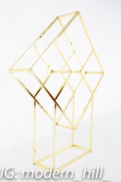 Milo Baughman Style Mid Century Brass and Glass Diamond Etagere